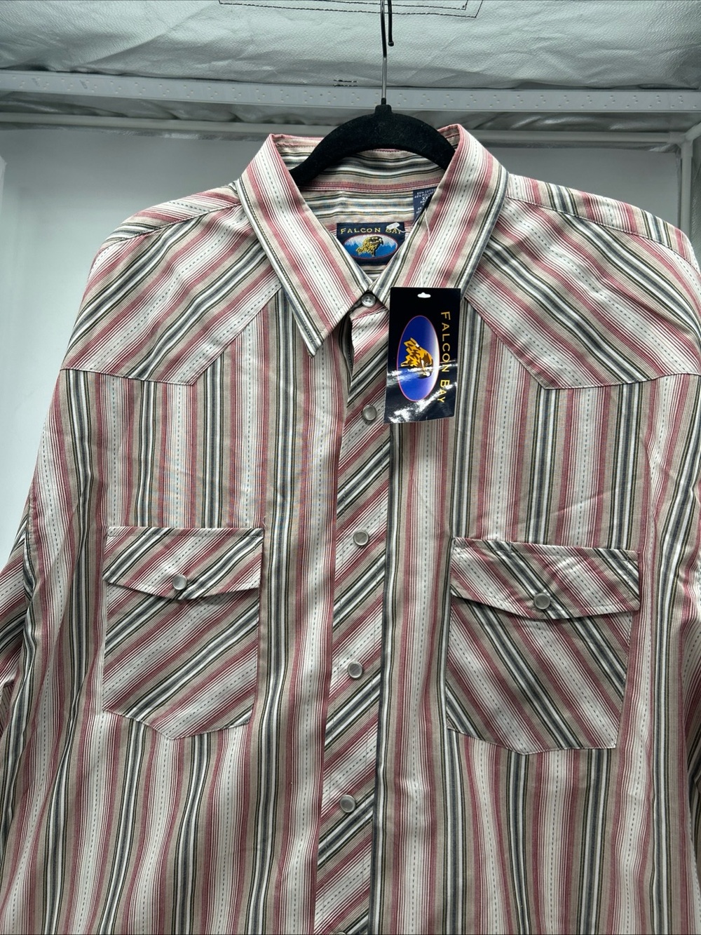 Falcon Bay Men's Red Striped Western Snap Front Shirt 2XL NWT
